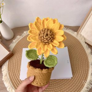 Crochet Sunflower In Pot ,Handmade Crochet Desk Decor, Personalized Gift For Mother, Garden Gift For Her, Cute Home Decor, Birthday Gift